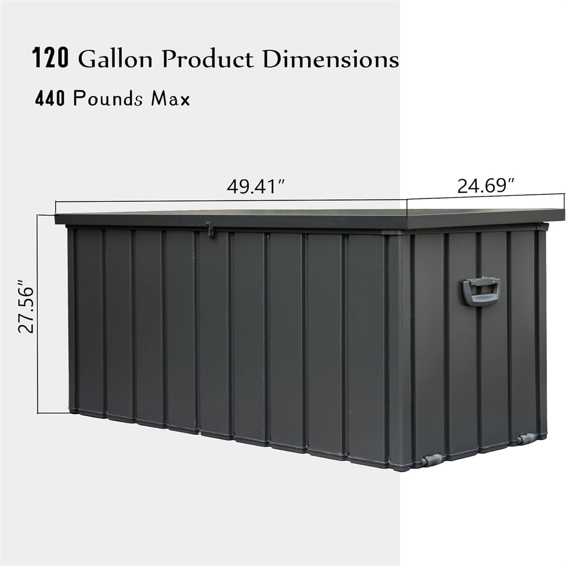 120 Gallon Patio Steel Storage Deck Box, Waterproof Lockable Bin for Cushions, Pillows & Tools