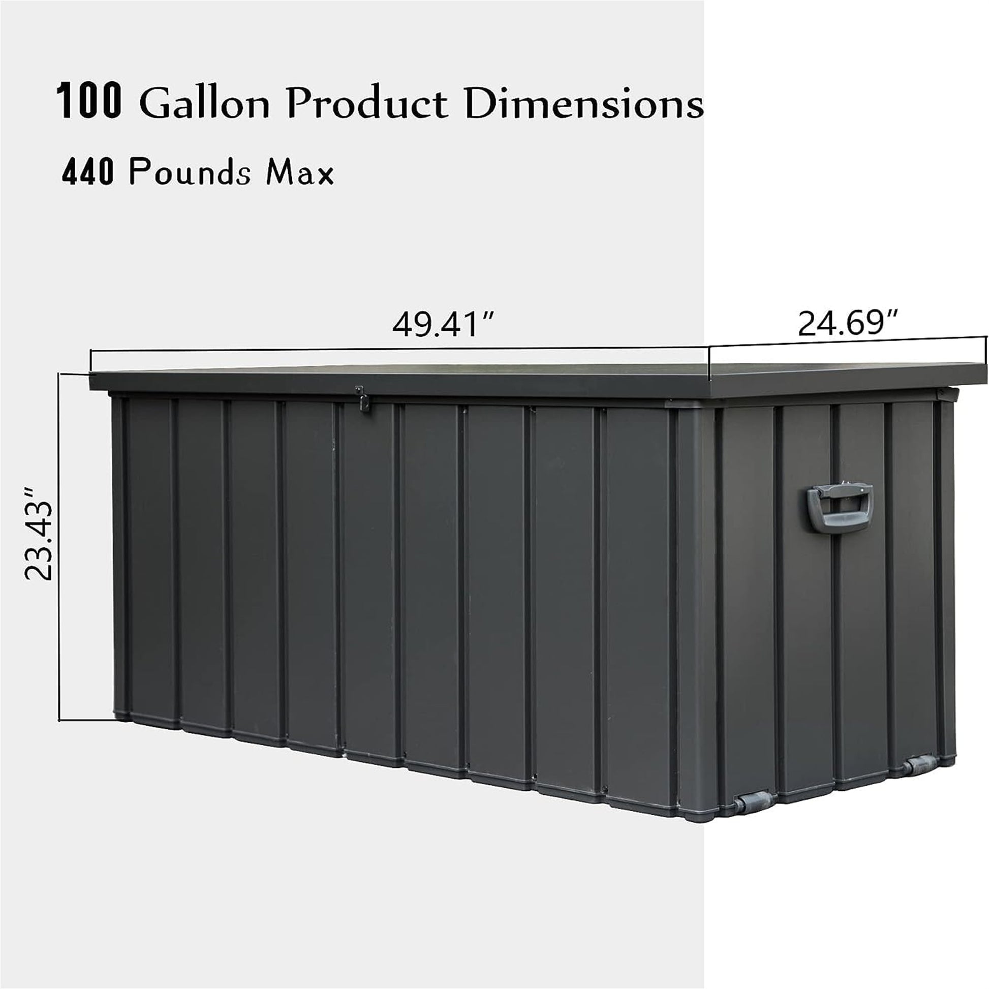 100 Gallon Patio Steel Storage Deck Box, Waterproof Lockable Bin for Cushions, Pillows & Tools