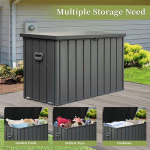 200 Gallon Patio Steel Storage Deck Box, Waterproof Lockable Bin for Cushions, Pillows & Tools