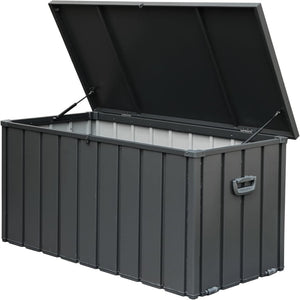 200 Gallon Patio Steel Storage Deck Box, Waterproof Lockable Bin for Cushions, Pillows & Tools