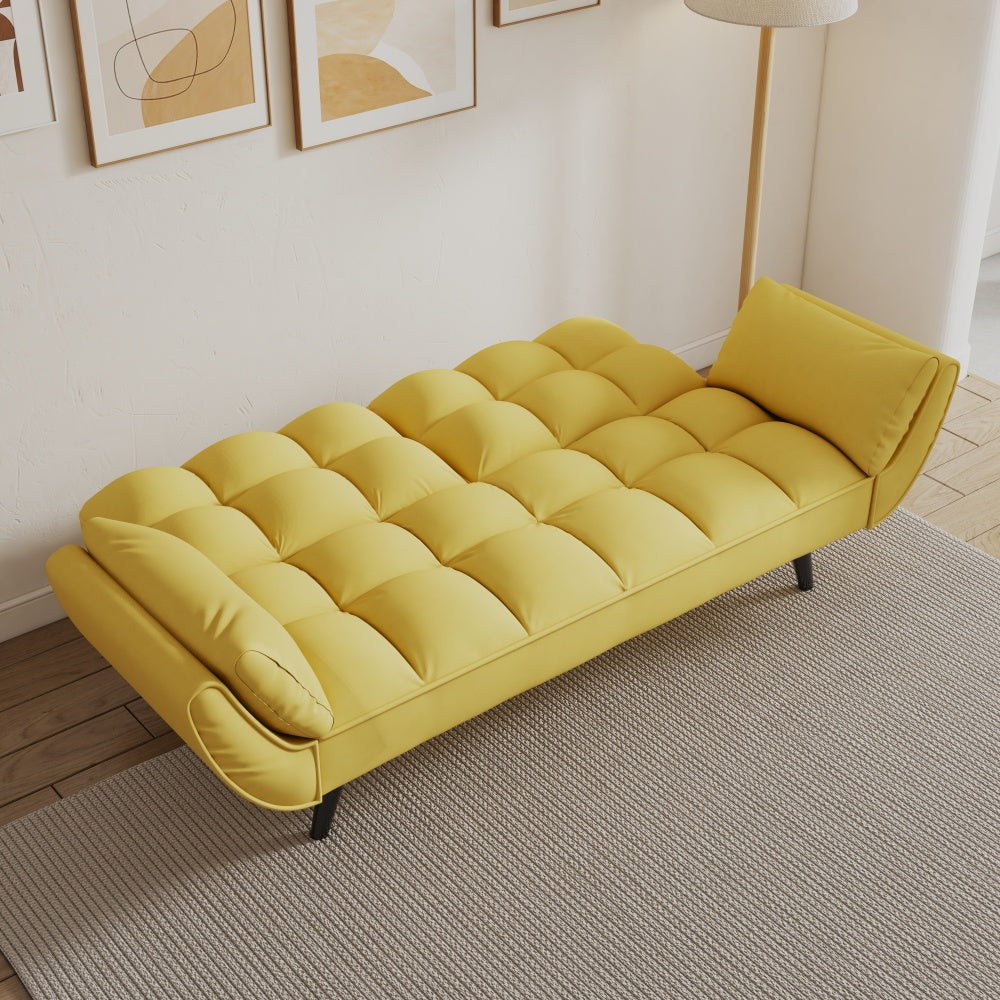 Chic Crate - High-quality 57 Inch Yellow Sofa with Soft Two Armrests & Throw Pillow for Comfortable Apartment Living in Small Spaces