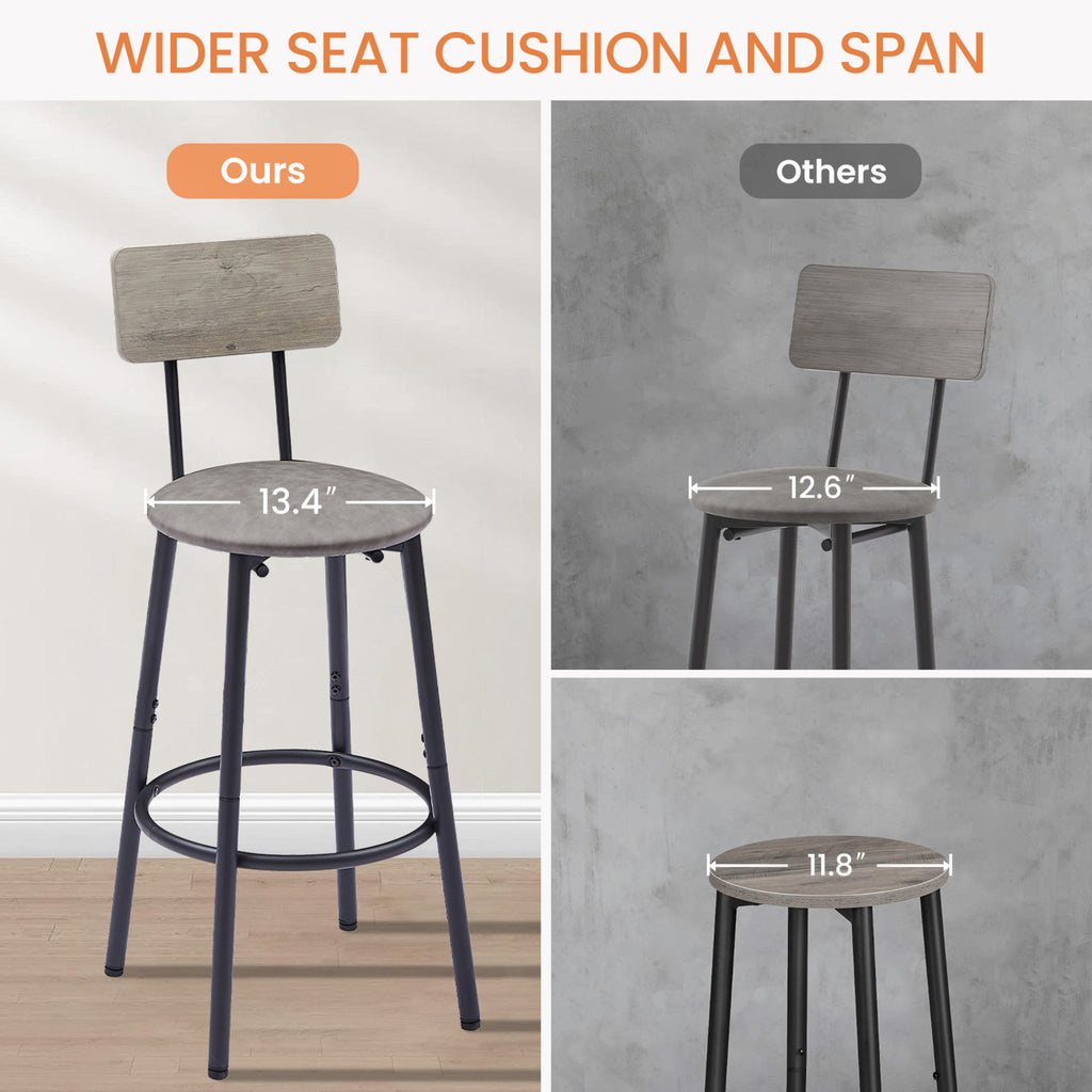 Bar Table Set with 2 PU Soft Seat Stools, Comfortable Backrest Bar Stools Set for Home Kitchen