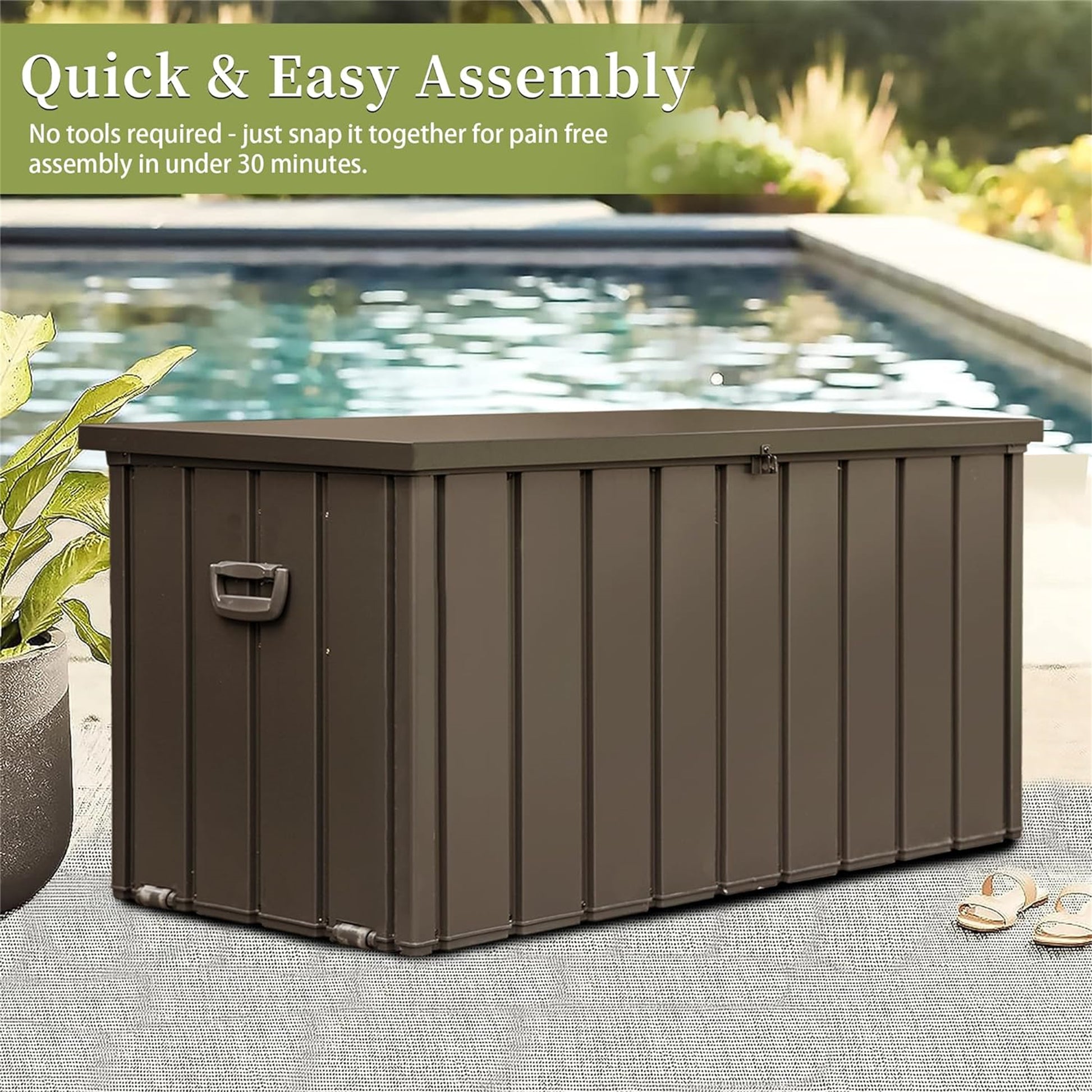 120 Gallon Patio Steel Storage Deck Box, Waterproof Lockable Bin for Cushions, Pillows & Tools