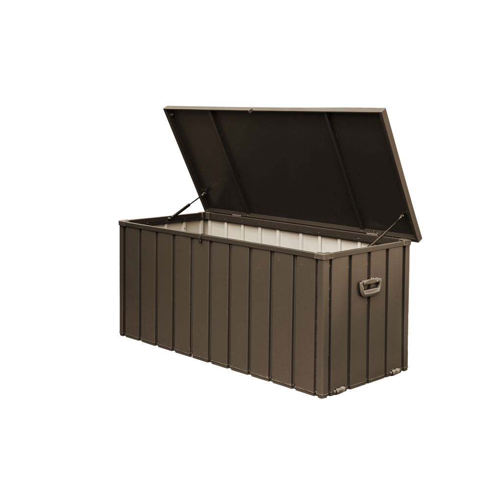 150 Gallon Patio Steel Storage Deck Box, Waterproof Lockable Bin for Cushions, Pillows & Tools