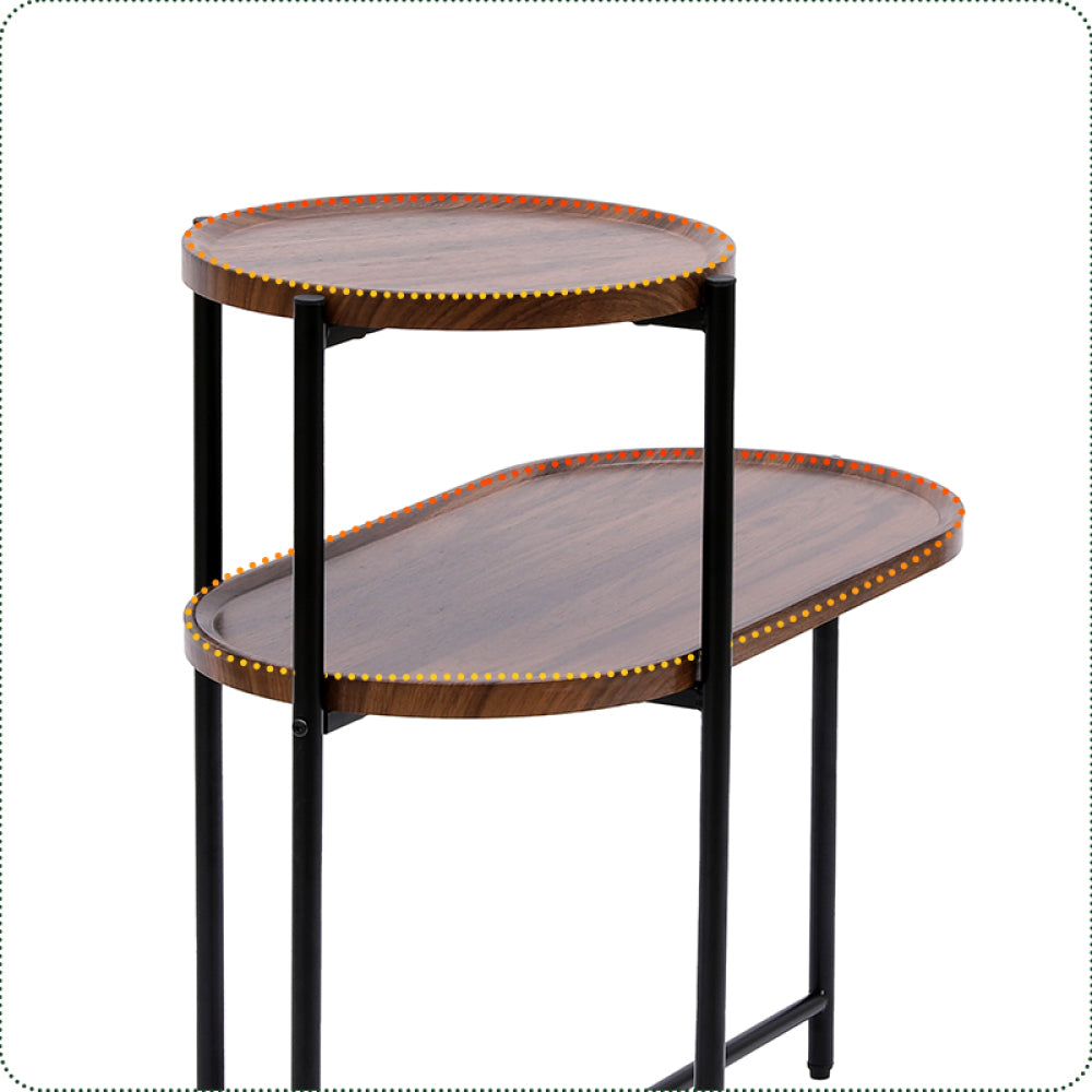 Chic Crate - Space-saving Walnut Brown Nightstand for Living Room - 2-tier Modern Sofa Side Table with Wood Storage Shelf