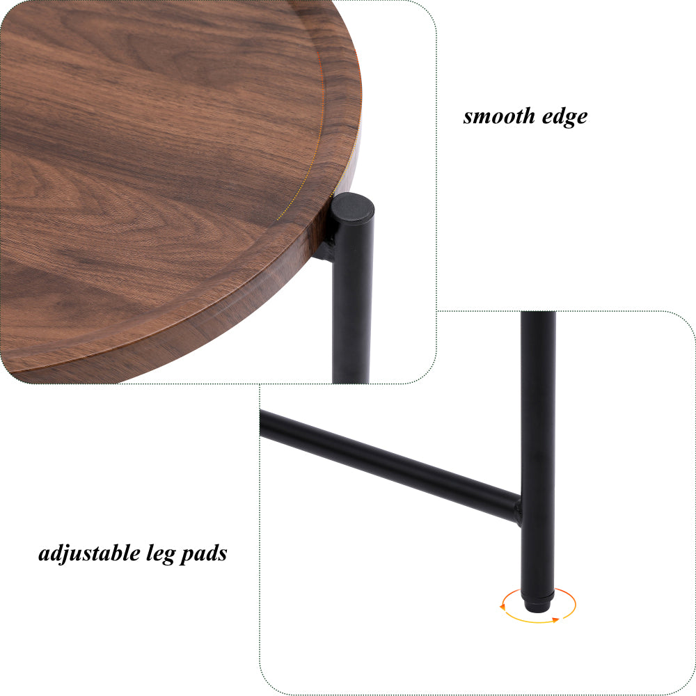 Chic Crate - Space-saving Walnut Brown Nightstand for Living Room - 2-tier Modern Sofa Side Table with Wood Storage Shelf