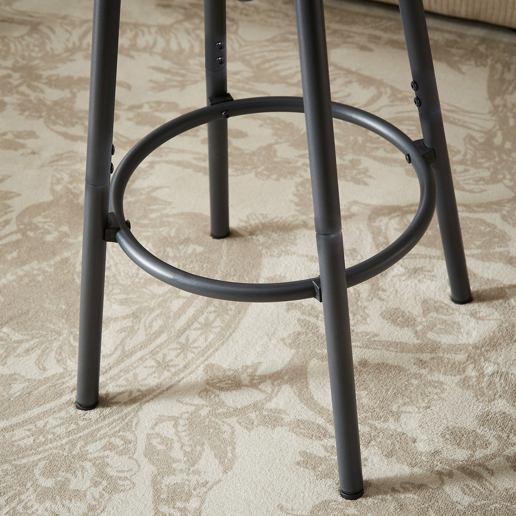 Industrial Bar Table Set with 3 PU Stools, Long Upholstered Bar Chairs Set for Kitchen