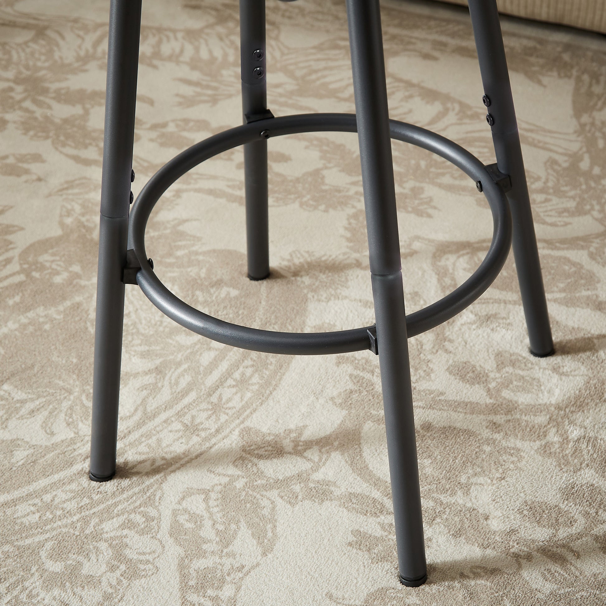 Industrial Bar Table Set with 3 PU Stools, Long Upholstered Bar Chairs Set for Kitchen
