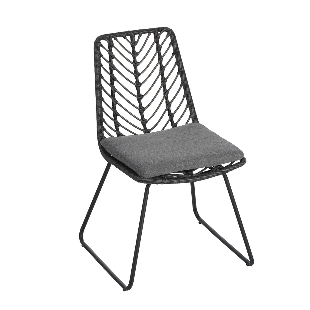 Modern Patio Dining Chairs Set of 2 Rattan Woven Armchairs with Seat Cushions