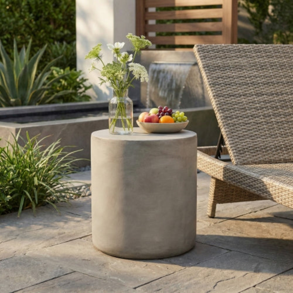 2-Piece Modern Patio End Table, Iron-Cut Overlapping Circle Design, Powder-Coated Iron Frame, No Assembly