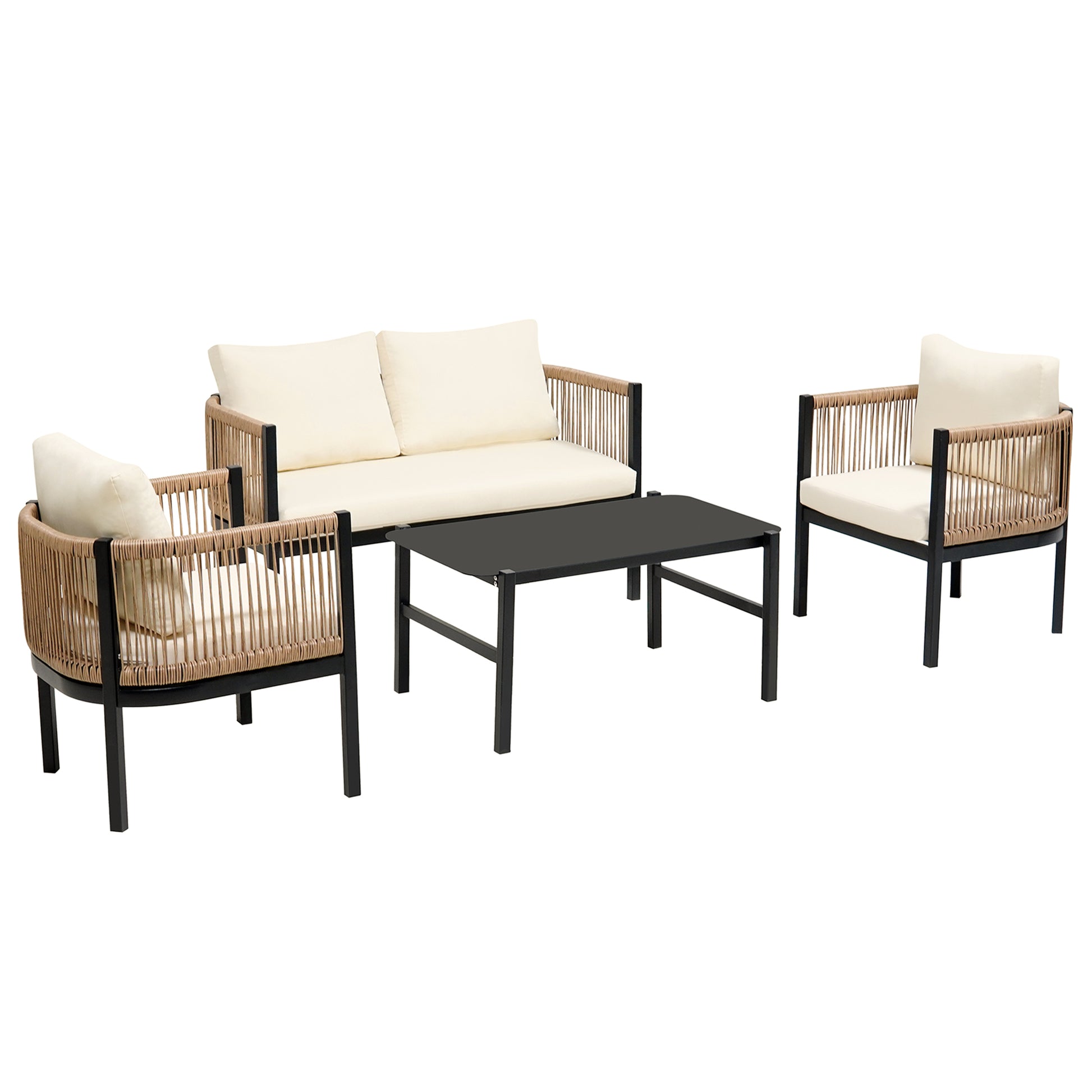 Multi-person Outdoor Sofa Combination with A Table, Suitable for Garden, Backyard and Balconies