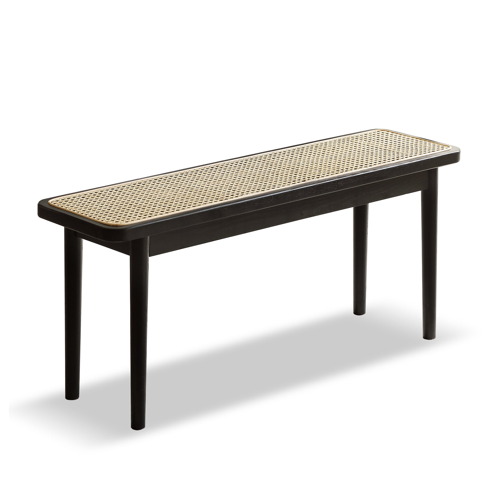 47.24" Solid Wood Dining Bench with Rattan Accent Entryway Seat