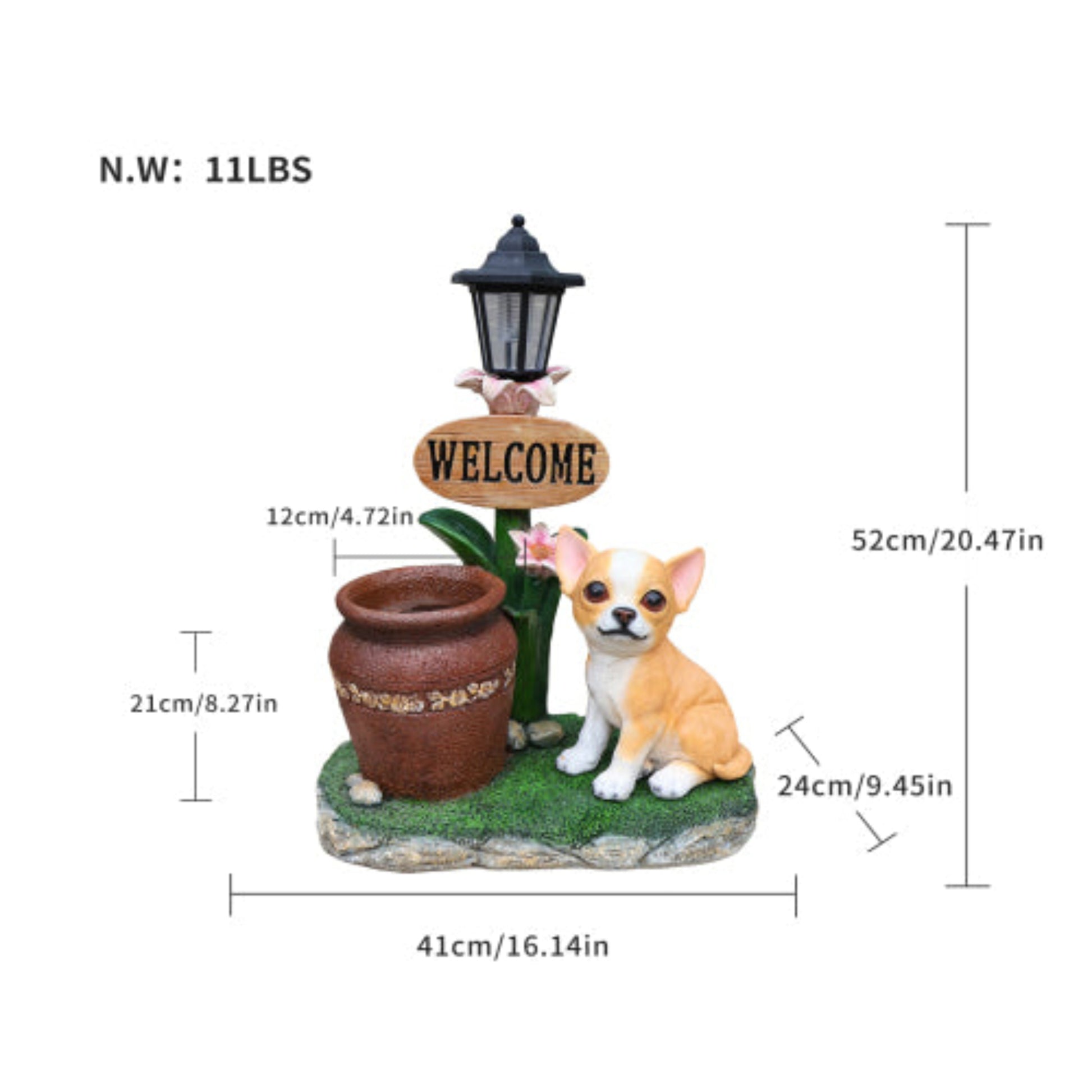 Sitting Corgi Dog Shaped Planter Statue with Vivid Details for Small Space Planting