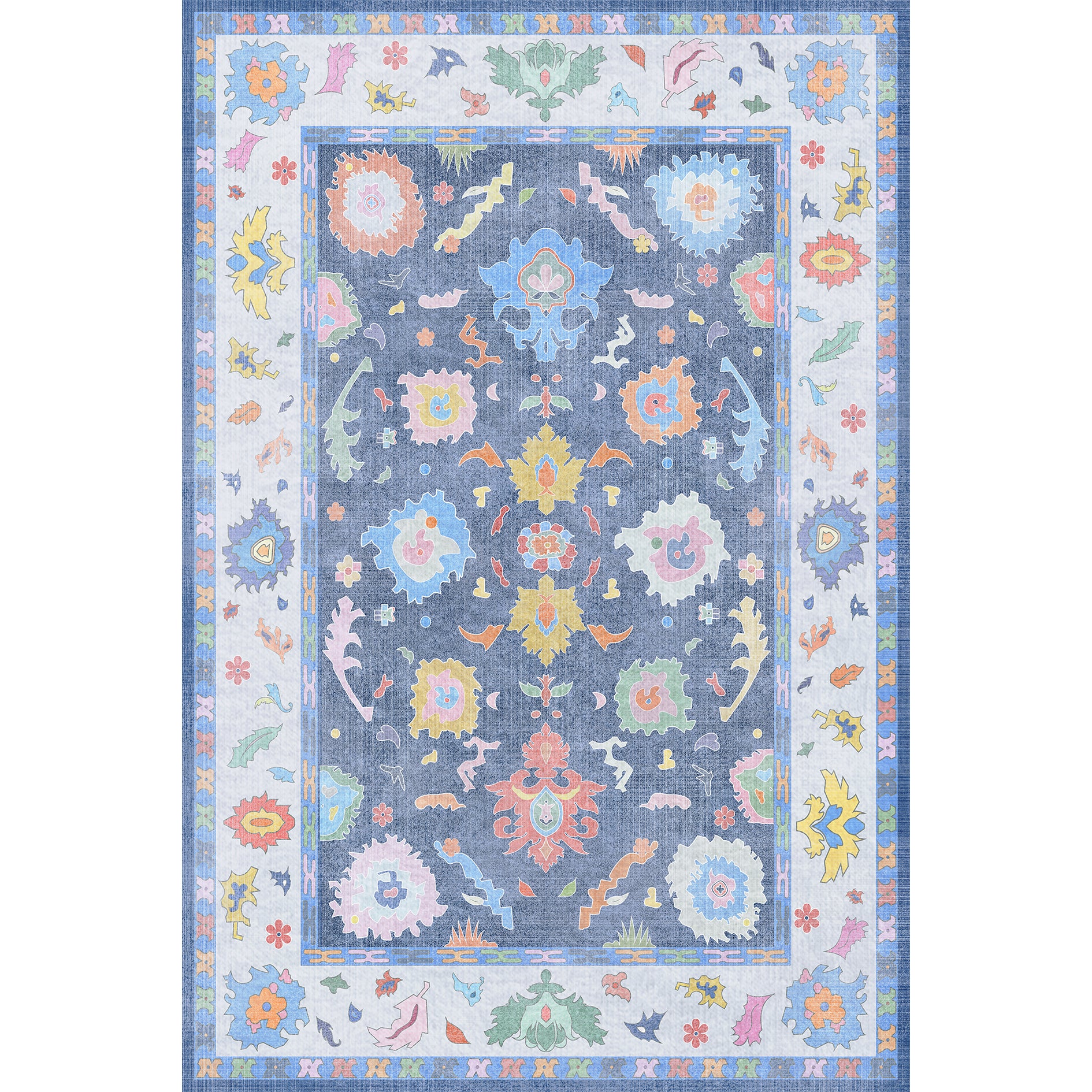 Washable Oushak Rug Non Slip Rugs for Living Room, Soft Rug for Bedroom Kids Nursery, Dining Room, Home Office Home Decor