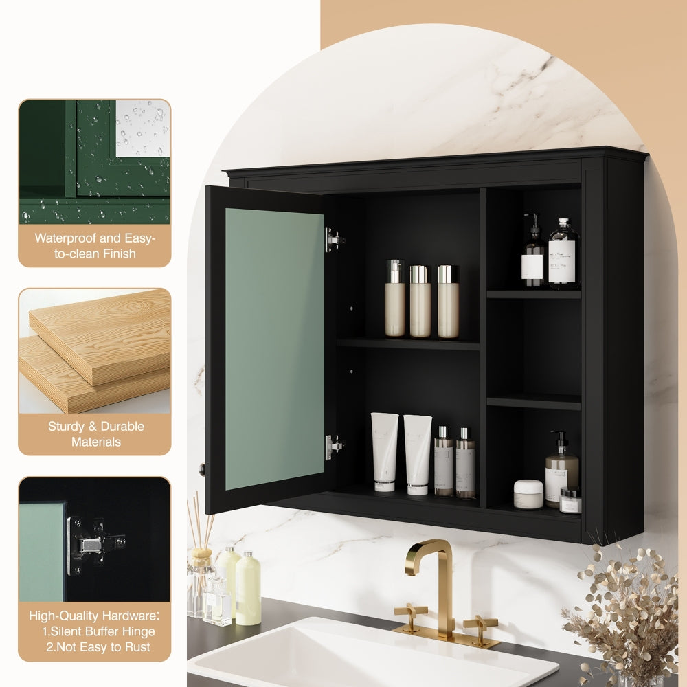 Chic Crate-Tall Bathroom Storage Cabinet – Freestanding Cabinet w/ 2 Different-Size Drawers & Adj. Shelf | MDF Painted Finish | White