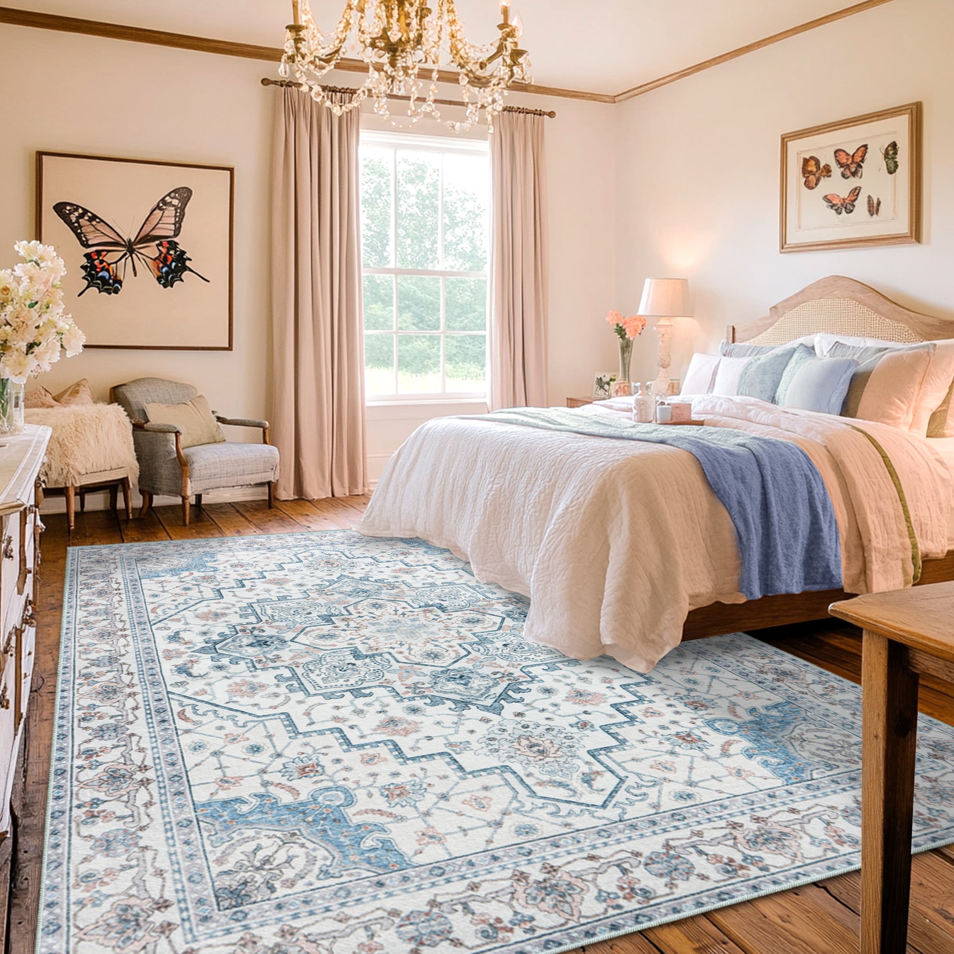 Area Rugs for Living Room, Machine Washable Non Slip Vintage Rugs for Bedroom Dining Room Home Office Home Decor Aesthetic