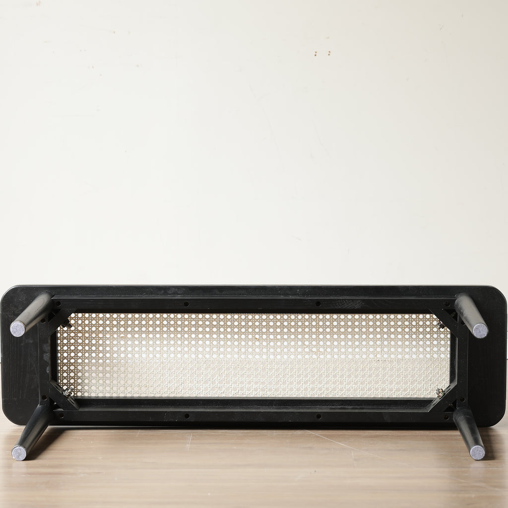 47.24" Solid Wood Dining Bench with Rattan Accent Entryway Seat