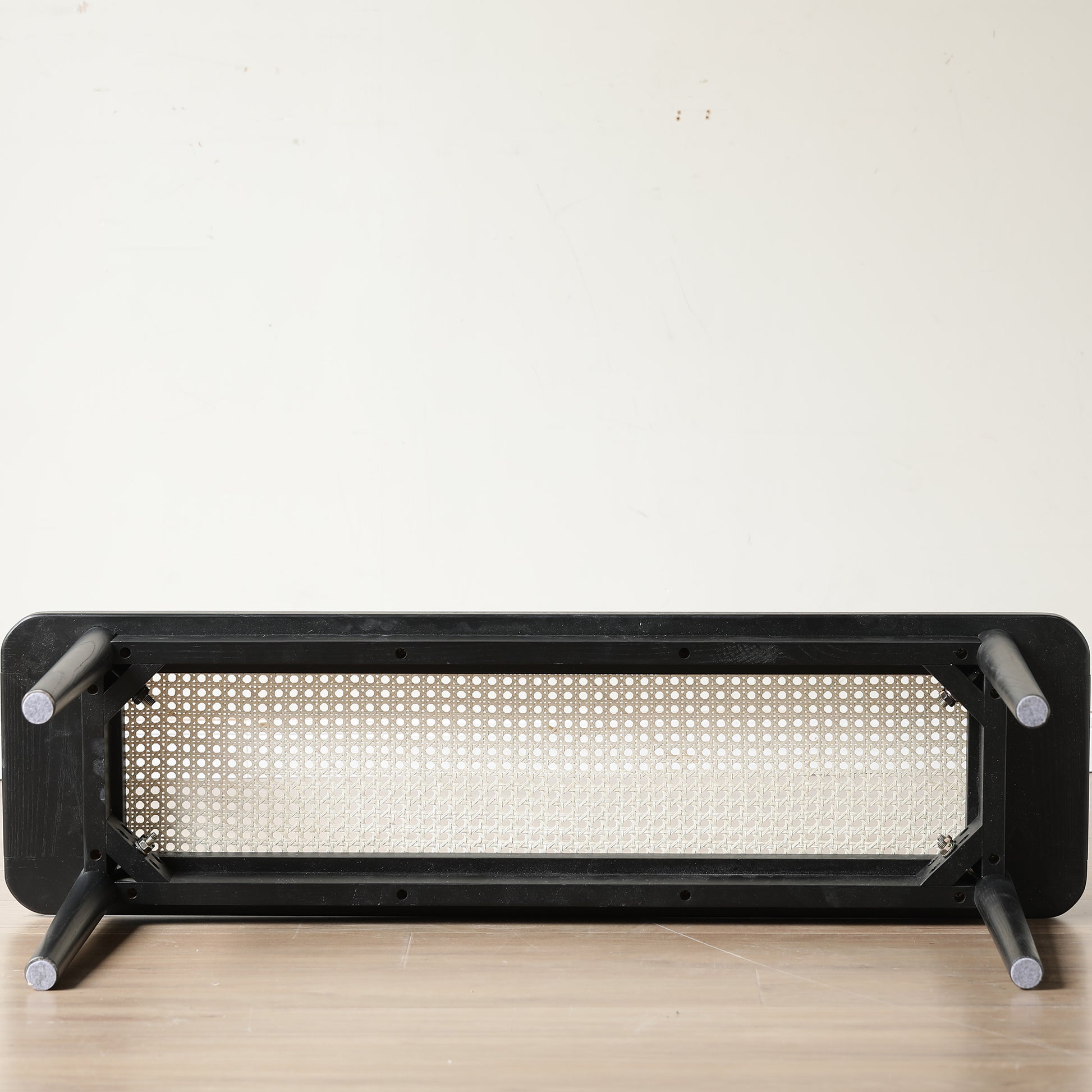 47.24" Solid Wood Dining Bench with Rattan Accent Entryway Seat