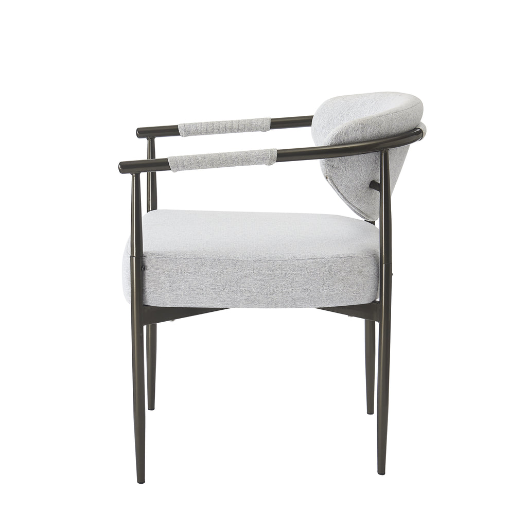 Modern Dining Armchairs with Thick Padded Cushion & Bronze Iron Legs (Set of 2)