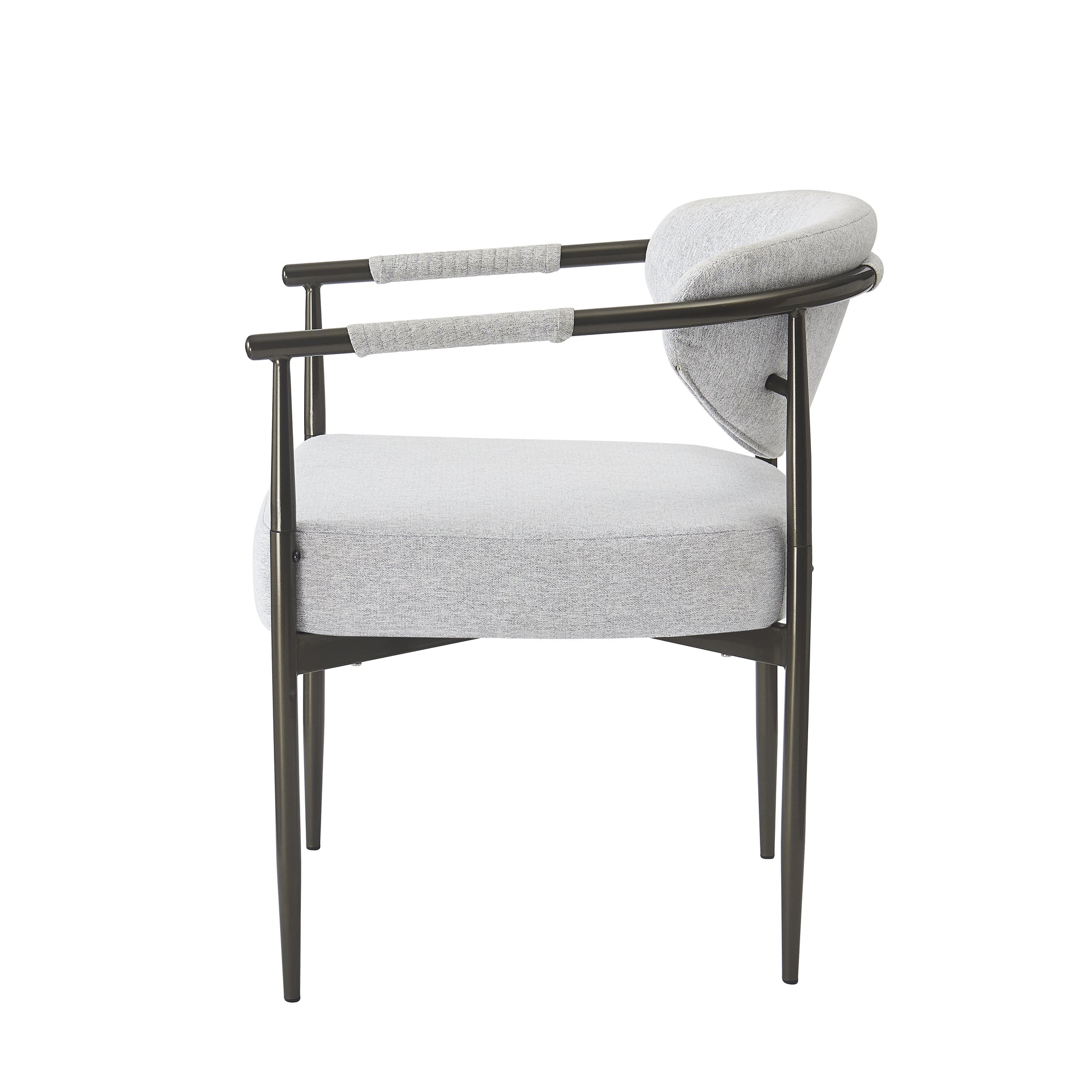 Modern Dining Armchairs with Thick Padded Cushion & Bronze Iron Legs (Set of 2)