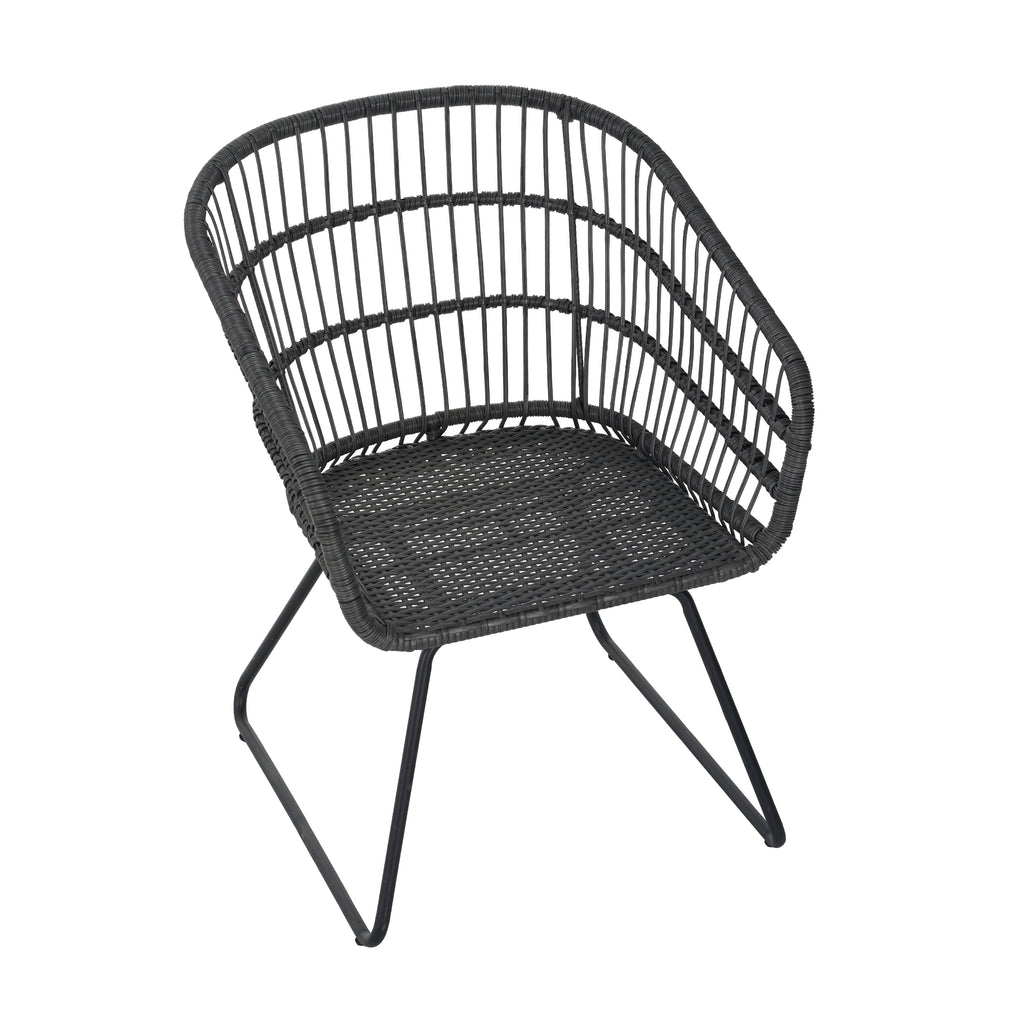 Outdoor Patio Dining Chairs Set of 2 Wicker Armchairs with Removable Cushions