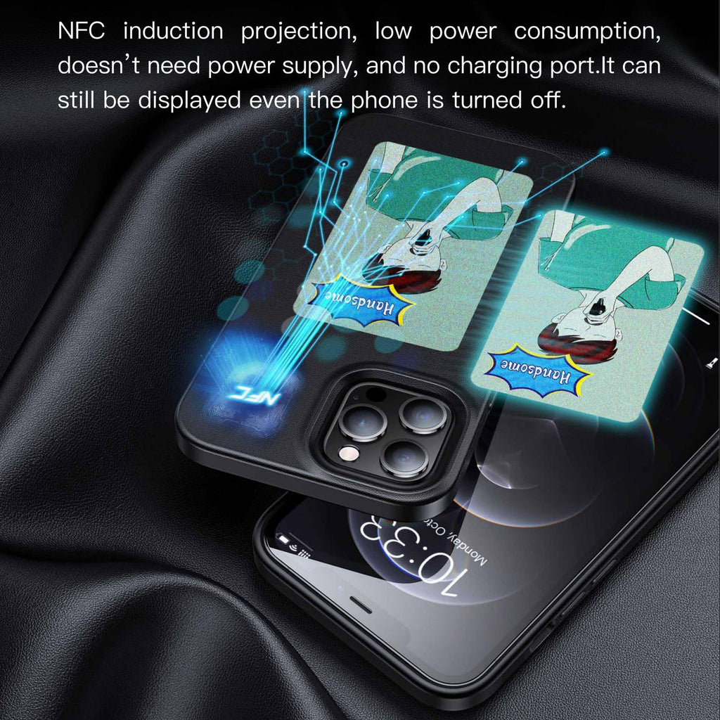 NFC Ink Screen iPhone Case for iPhone 16 Pro Max, Slim Eco-Friendly Smart Cover with Custom Display