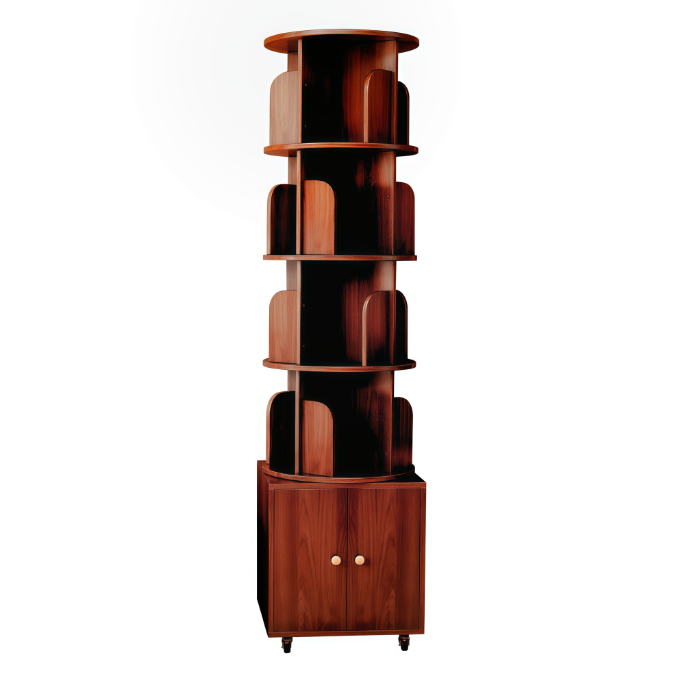 Chic Crate 360° Rotating 5-Tier Corner Bookshelf with Drawer, Narrow Floor Bookcase for Small Spaces