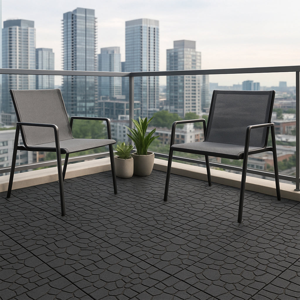 Chic Crate 44Pcs 12'' Stone Texture Interlocking Deck Tiles –  DARK Gray