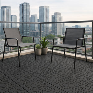 Chic Crate 44Pcs 12'' Stone Texture Interlocking Deck Tiles –  DARK Gray