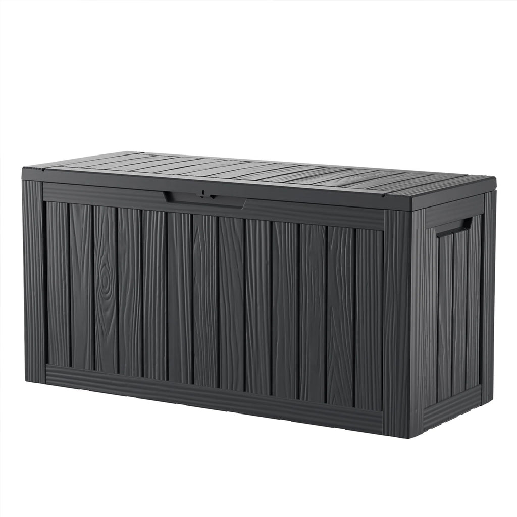 80 Gallon Outdoor Deck Box, Water-Resistant Resin Storage Box with Lockable Lid for Patio
