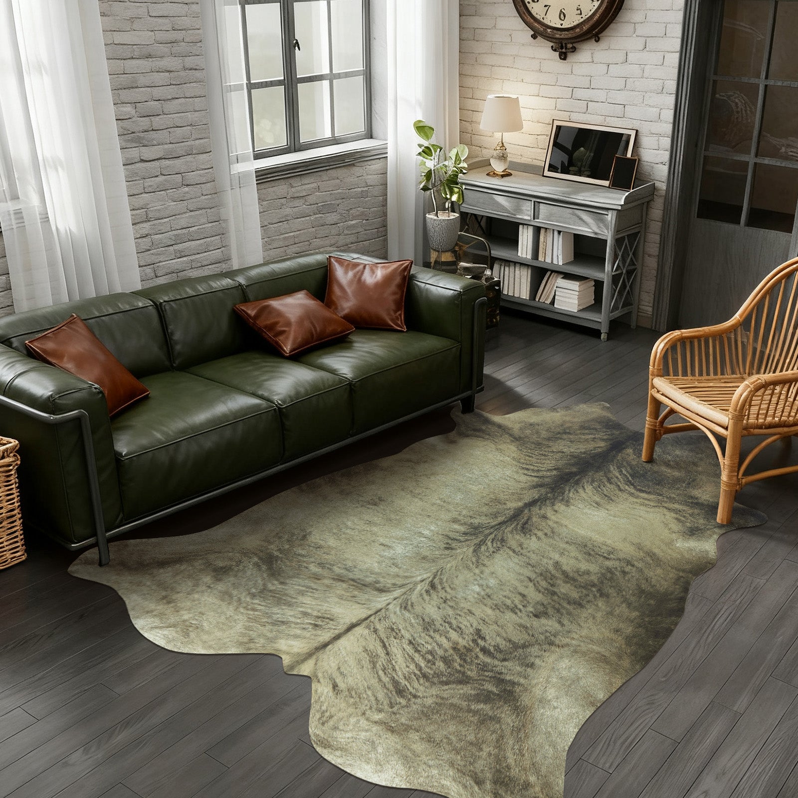 Faux Cowhide Rug 61x74.8 Inch, Western Animal Skin Carpet for Living Room Bedroom, Cowboy Cowgirl Home Decor