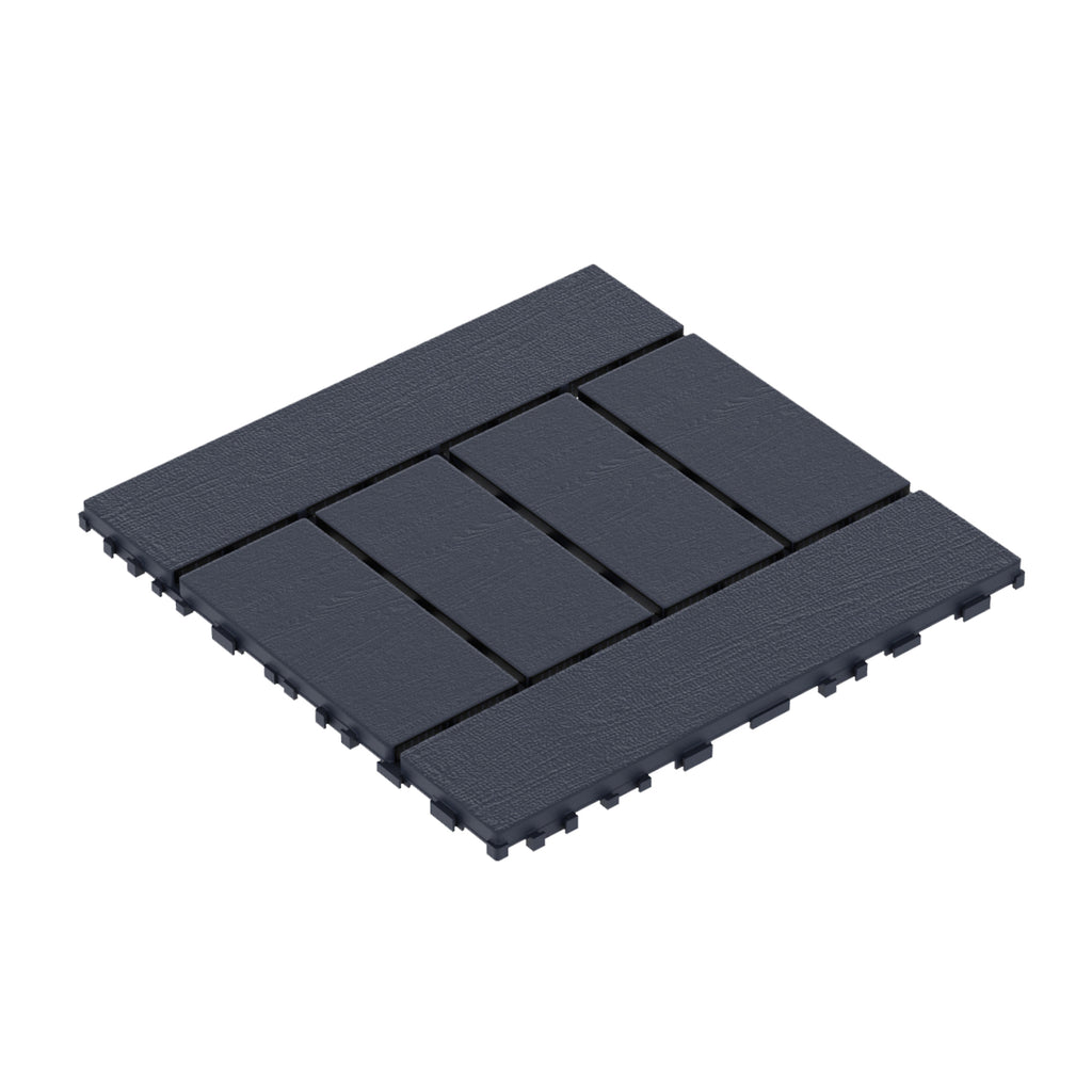 Chic Crate 44 Pack 12'' Interlocking Plastic Deck Tiles – Dark Gray, Waterproof