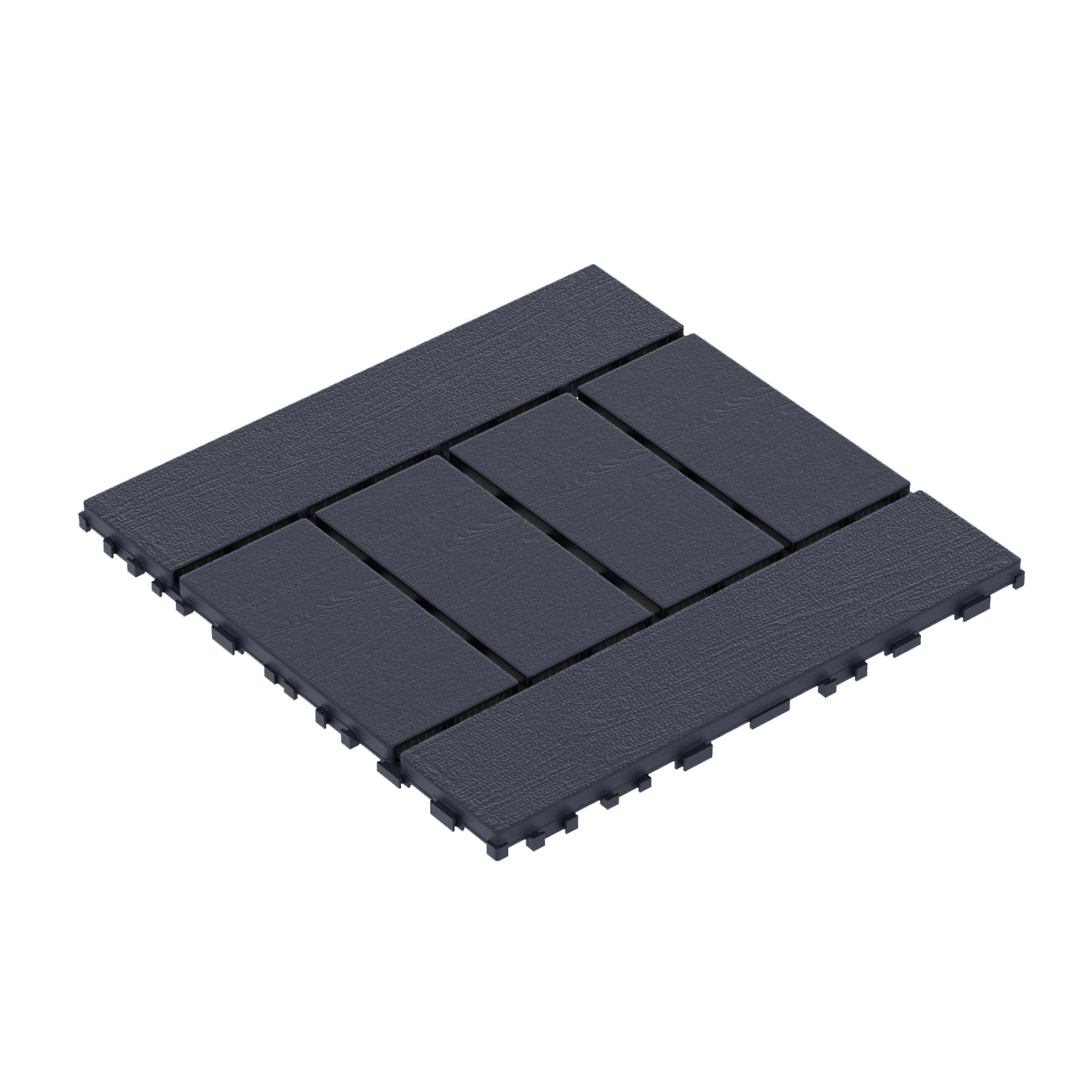 Chic Crate 44 Pack 12'' Interlocking Plastic Deck Tiles – Dark Gray, Waterproof