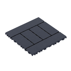 Chic Crate 44 Pack 12'' Interlocking Plastic Deck Tiles – Dark Gray, Waterproof
