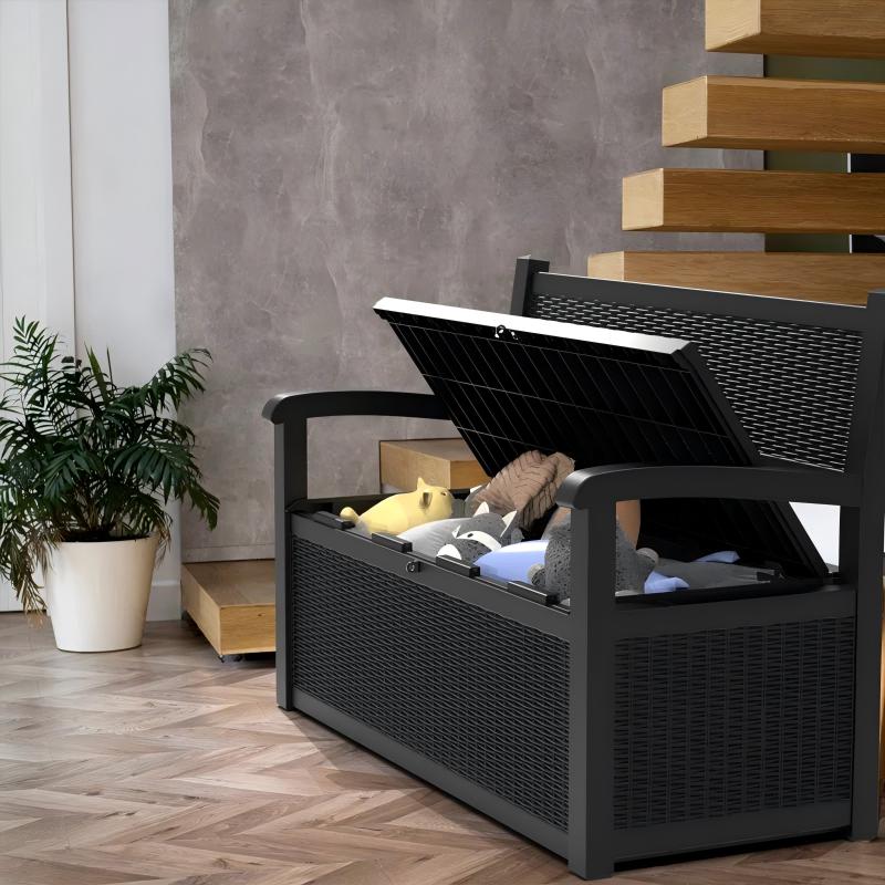 Chic Crate 70 Gallon Bench Deck Box Durable Resin Outdoor Storage And Organization