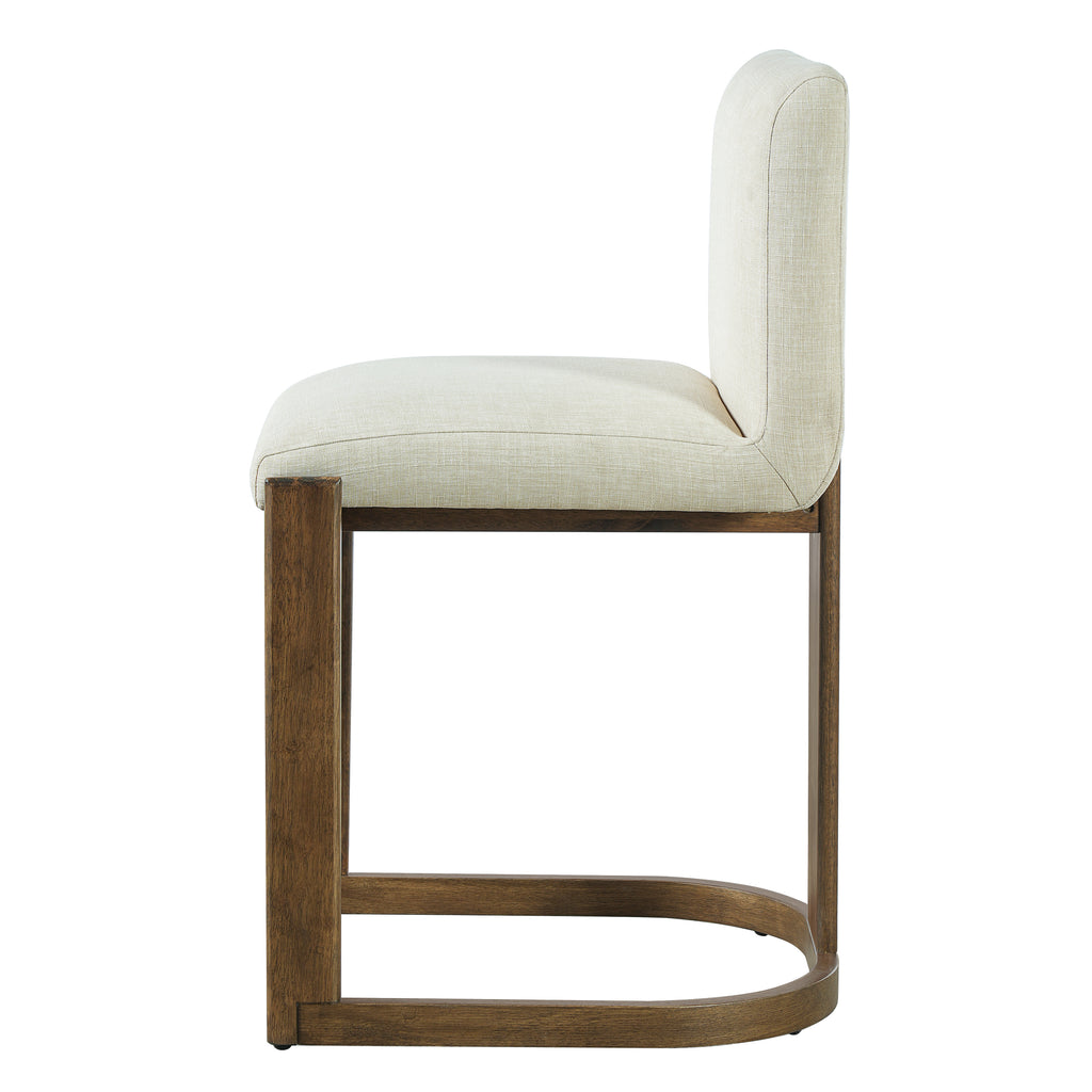 Solid Wood Counter Stools with Linen Upholstery & Walnut Finish - 24" (Set of 2)