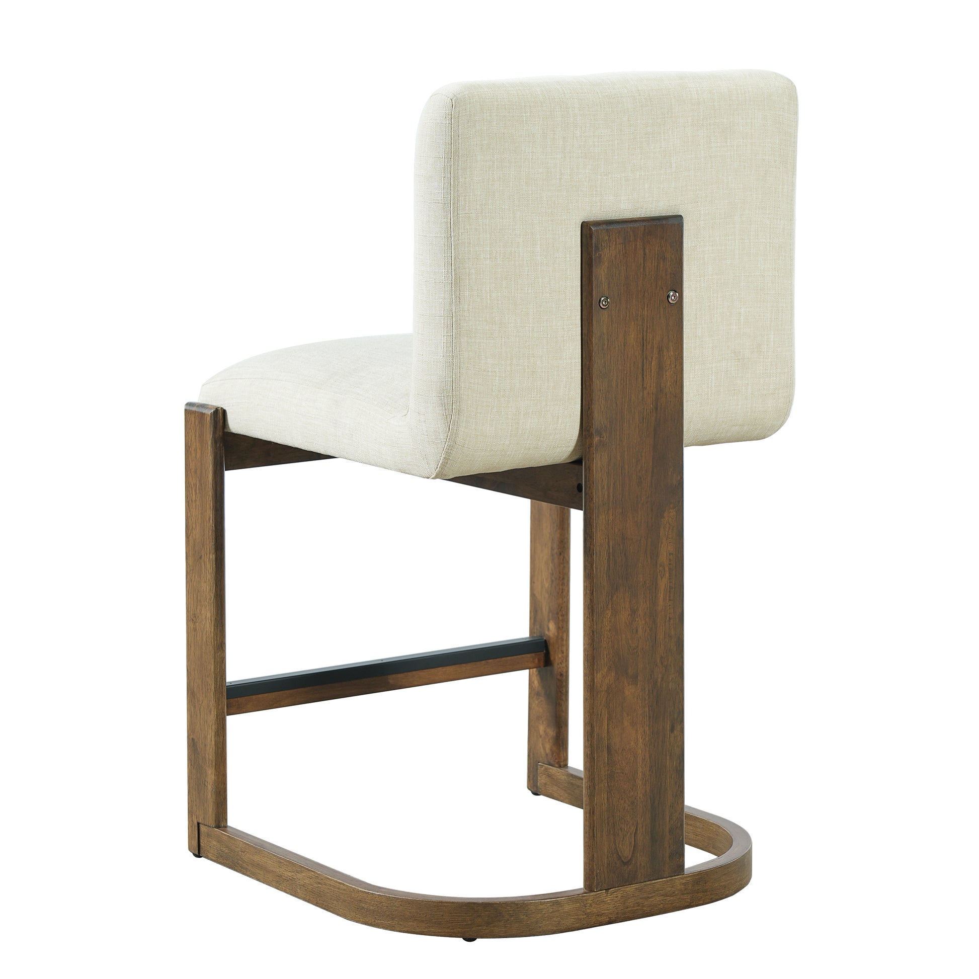 Solid Wood Counter Stools with Linen Upholstery & Walnut Finish - 24" (Set of 2)