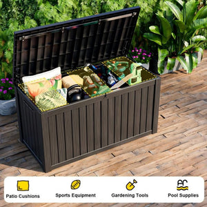 150 Gallon Resin Deck Box, Water-Resistant Lockable Outdoor Storage Box for Patio Organization