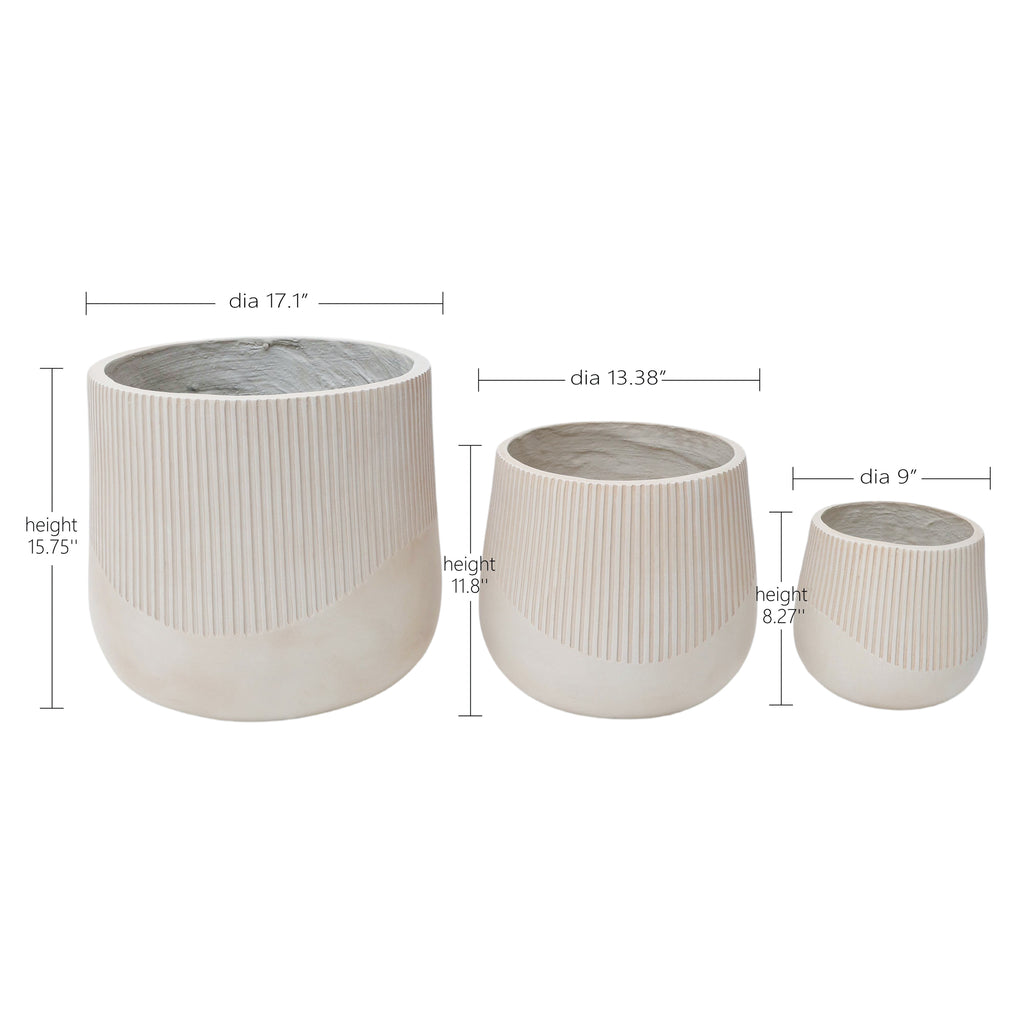 Outdoor Planter Pots Set Modern MGO Design with Drainage for Home Garden Patio Decoration
