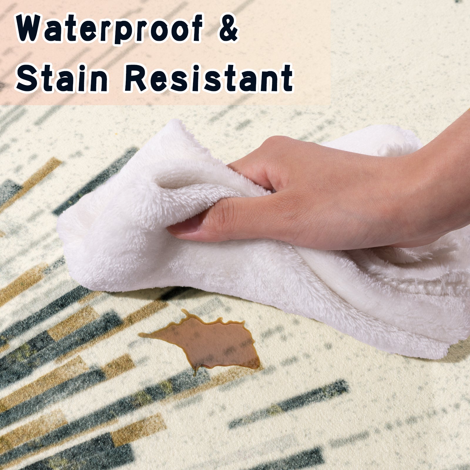 5x7ft Washable Abstract Print Multi-Color Area Rug, Thin Distressed Non-Slip Carpet for Living Room Bedroom,  Home Decor