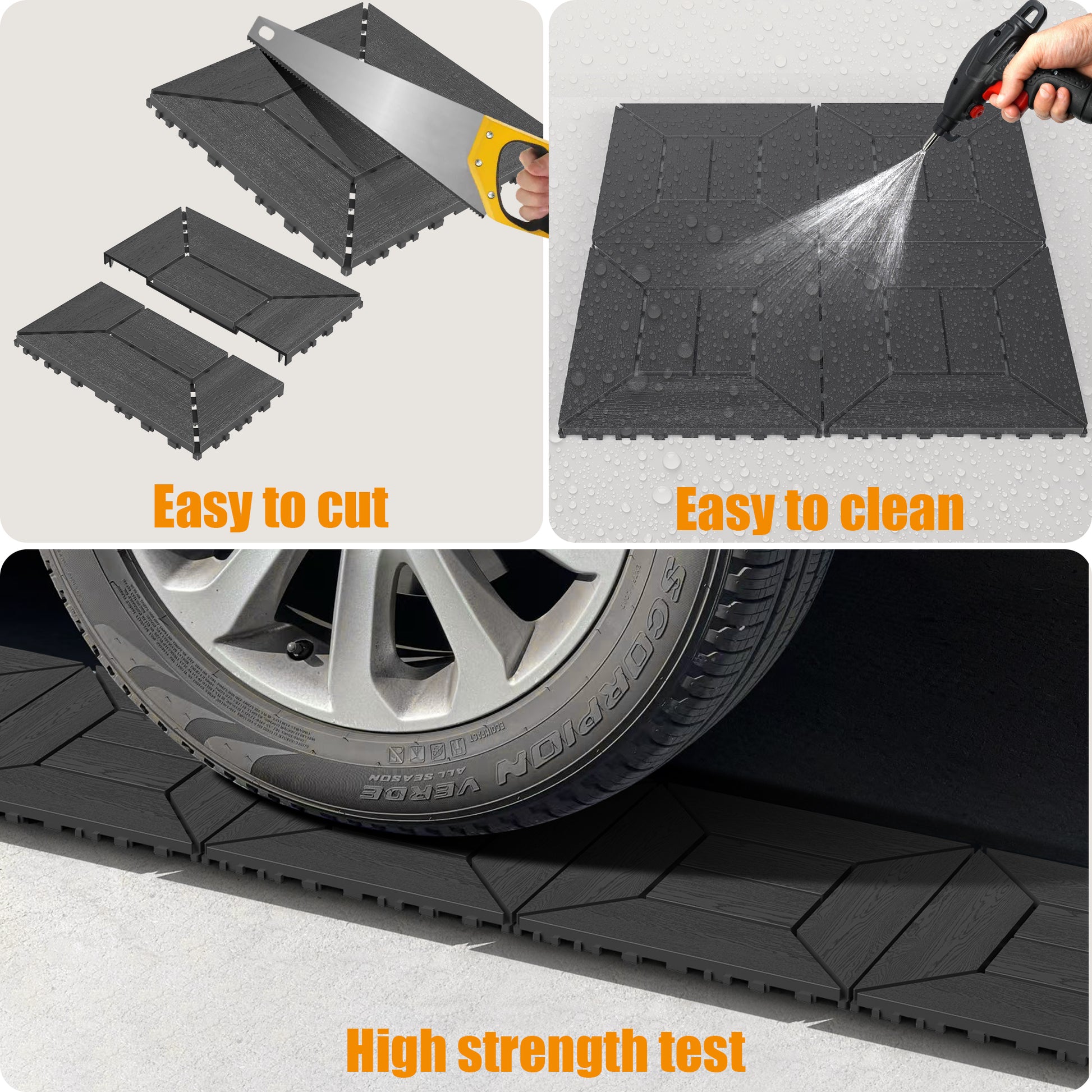 Chic Crate 44 Pack 12'' Interlocking Plastic Deck Tiles – Dark Gray, Waterproof