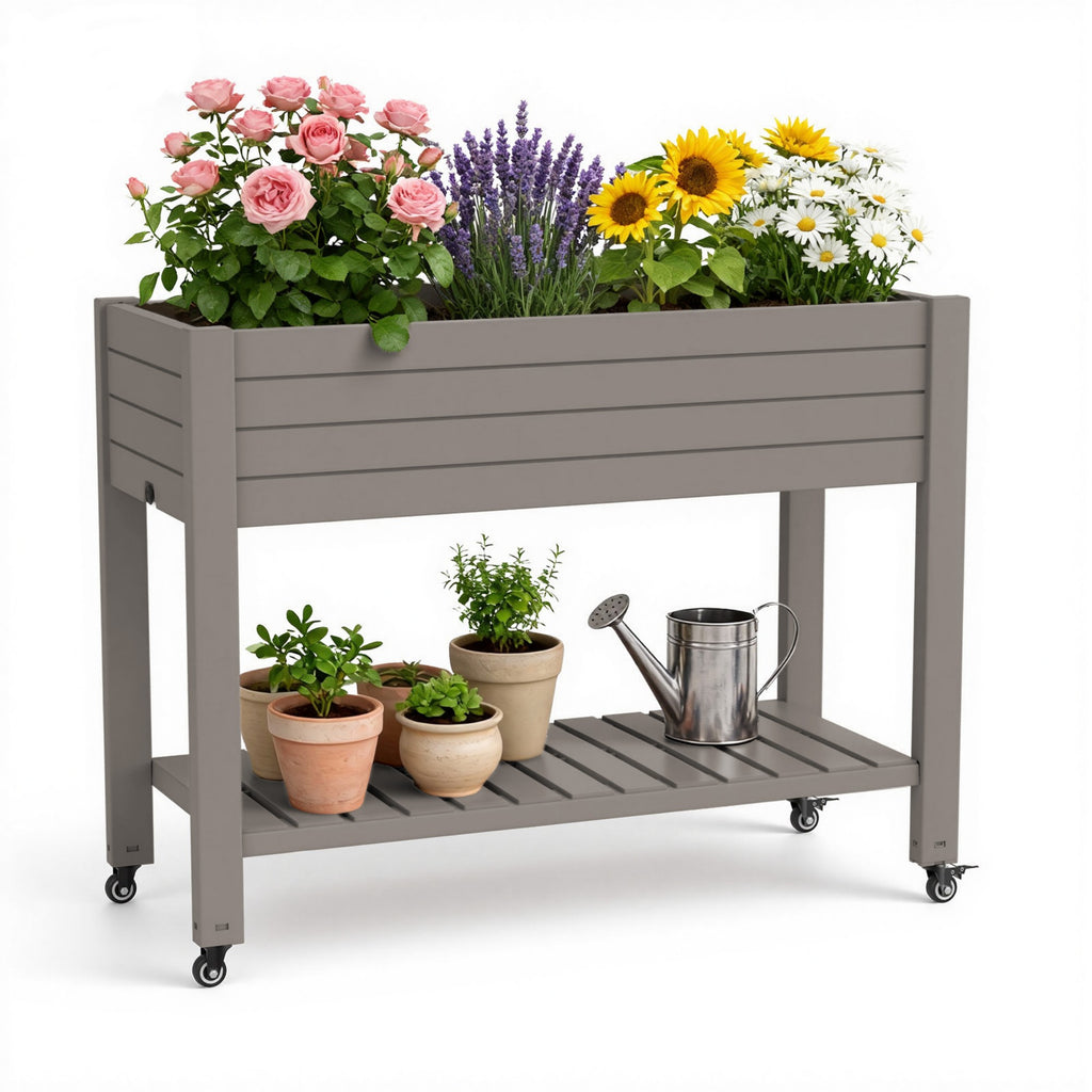 Garden Bed with wheels, Outdoor Planter Box for Vegetables, Flowers & Herbs, 21 Gallon Raised Planter