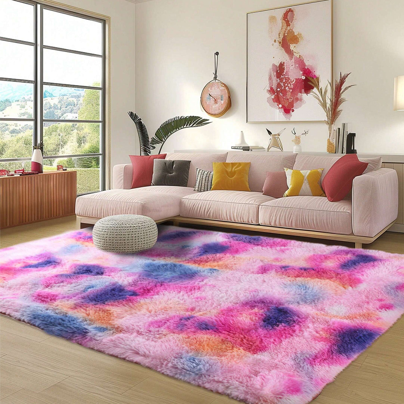 Area Rugs for Living Room Bedroom, Non-Slip Fluffy Soft Shag Carpet for Kids Home Dorm Decor