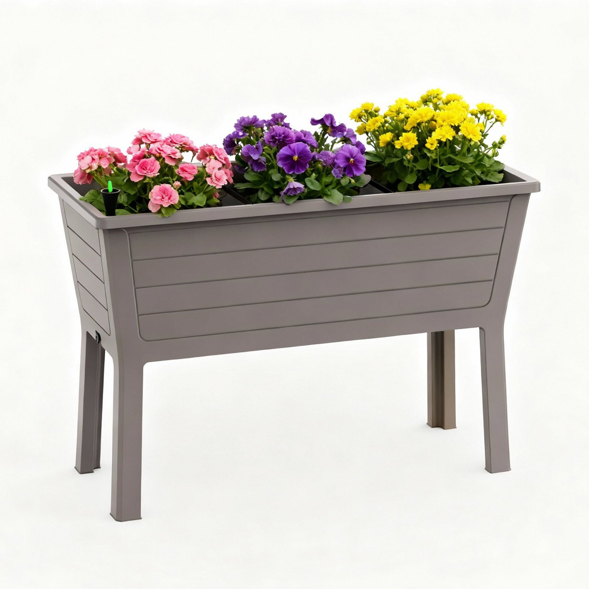 Light Coffee Raised Garden Bed, 27 Gal Soil & 5 Gal Water Storage, UV-Resistant Resin Outdoor Planter