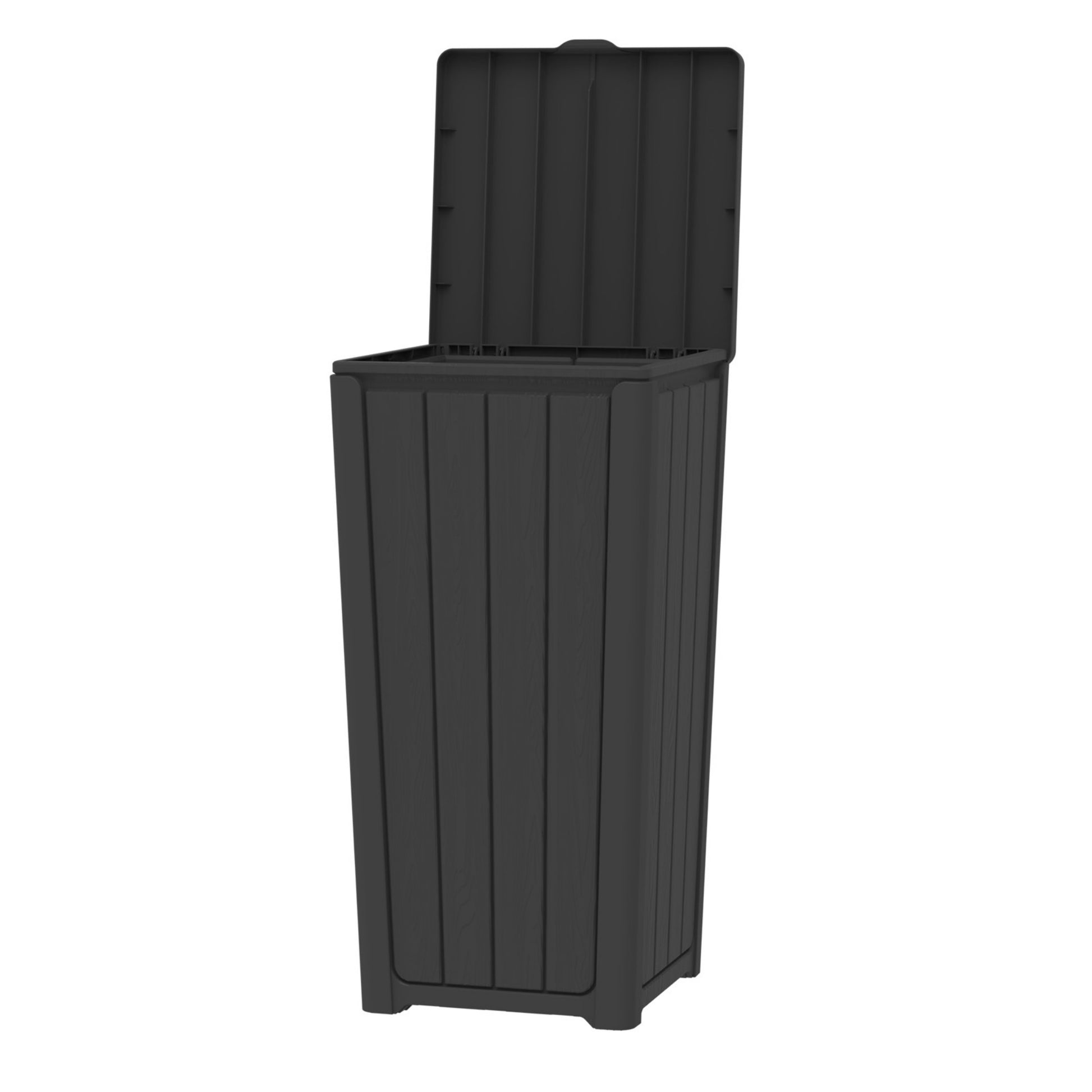 23 Gallon Outdoor Trash Bin, Resin Manual Lift Garbage & Recycling Storage Deck Box with Lid