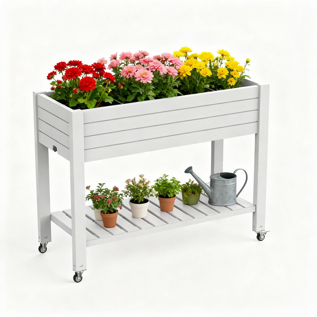 Garden Bed with wheels, Outdoor Planter Box for Vegetables, Flowers & Herbs, 21 Gallon Raised Planter
