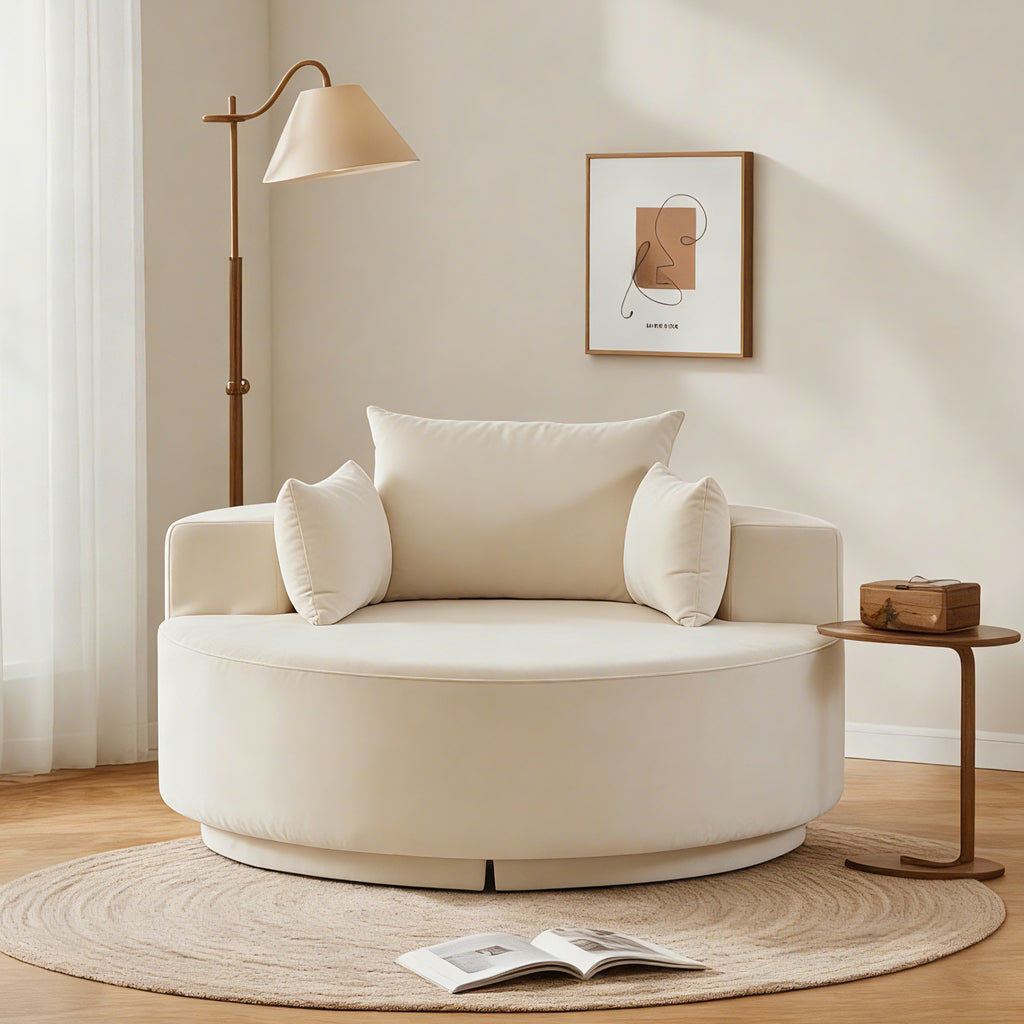 Cozy Corduroy Swivel Chair Modern Sleeper Chair for Living Room Bedroom and Home Lounge