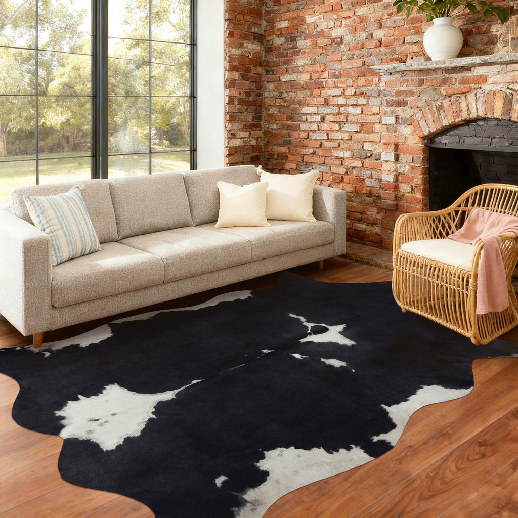 Faux Cowhide Rug 61x74.8 Inch, Western Animal Skin Carpet for Living Room Bedroom, Cowboy Cowgirl Home Decor