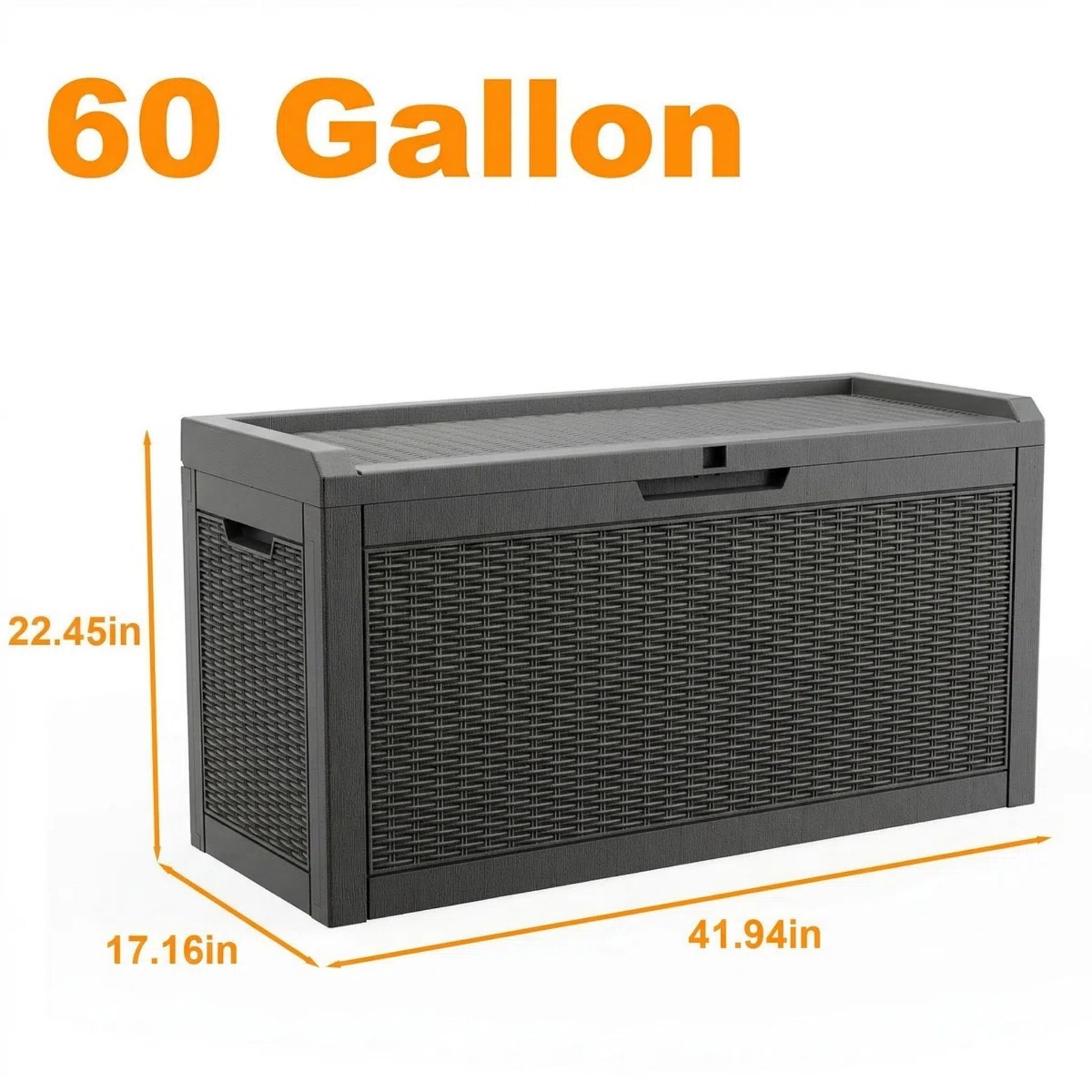 60 Gallon Outdoor Deck Box, Water-Resistant Resin Storage Box with Lockable Lid for Patio