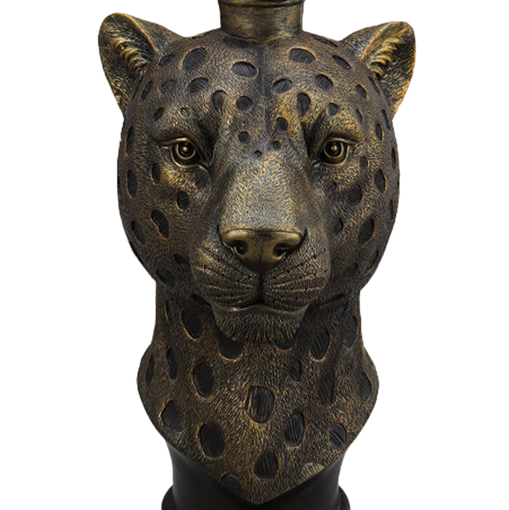 Leopard Head Accent Table, Animal Statue End Table for Living Room Home Decor